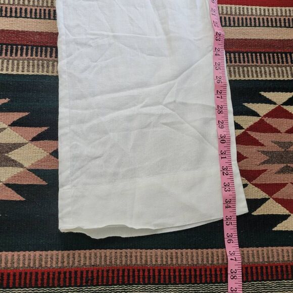 Theory Wide Leg Linen Pants Sz M White Semi‎ Sheer Beachy Minimalist Lagenlook - Picture 6 of 7